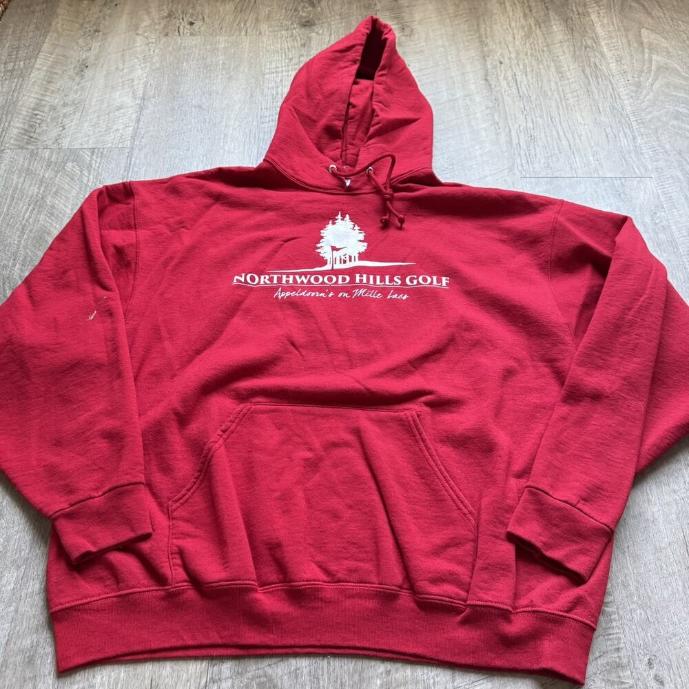 Vintage Sweatshirt Mens XL Red Hoodie Northwood Hills Appledoons on Millie Lac 